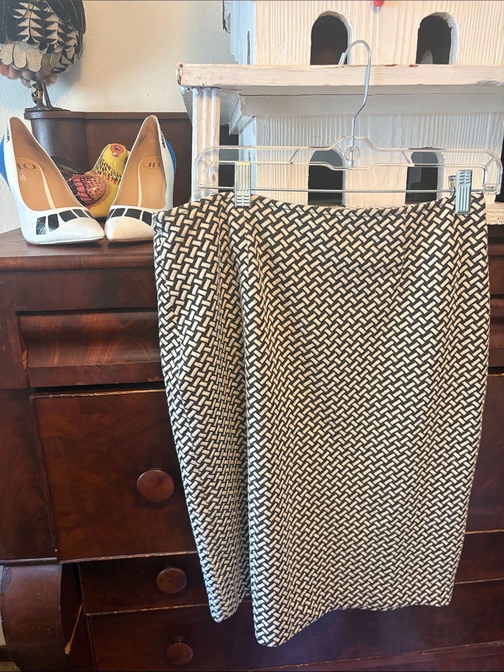 Coldwater Creek Black and White Patterned Pencil Skirt
